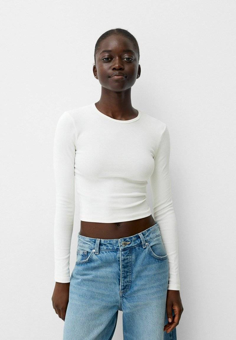 Bershka Bershka LONG SLEEVE - Long sleeved top - white