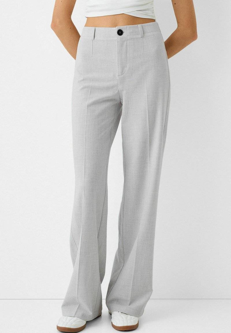 Bershka Bershka WIDE TAILORED - Trousers - mottled grey