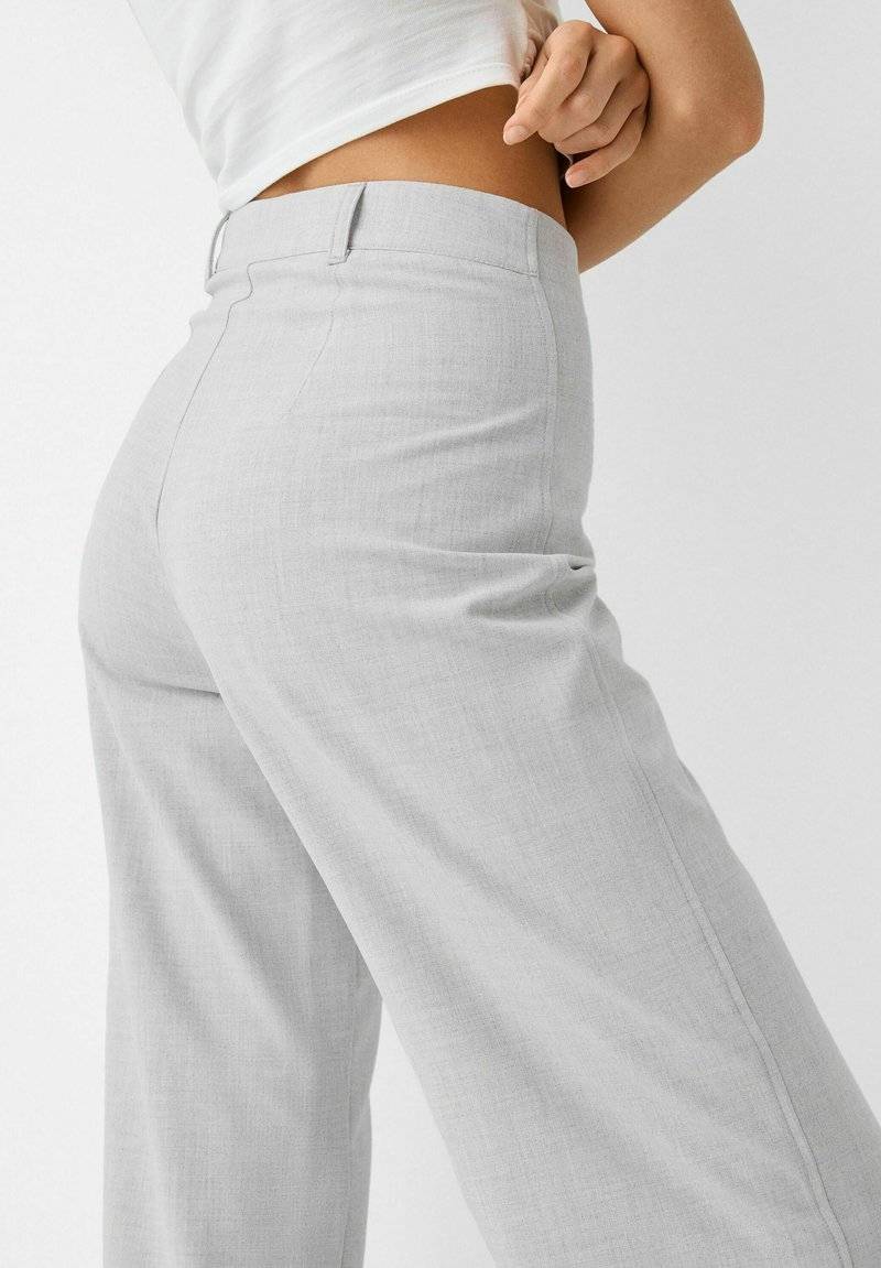 Bershka Bershka WIDE TAILORED - Trousers - mottled grey Auslauf