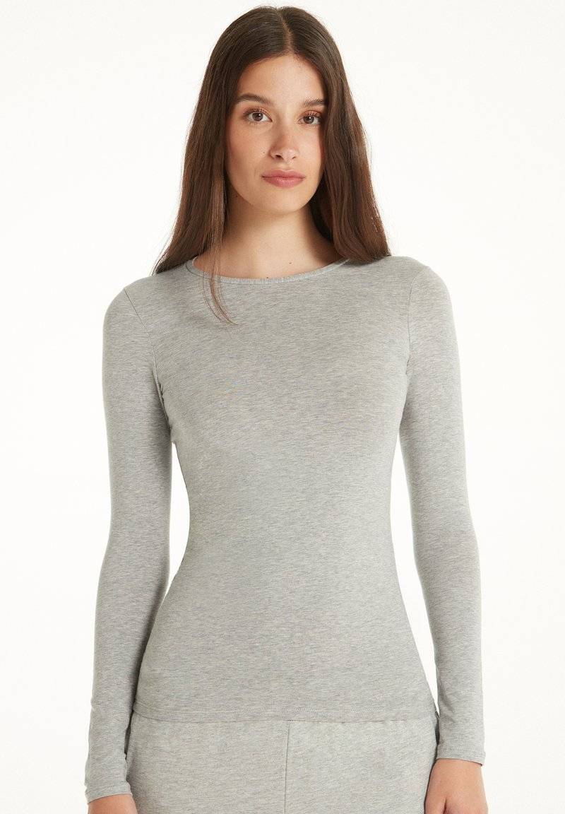 Tezenis Tezenis STRETCH ROUND-NECK - Long sleeved top - grigio melange chiar