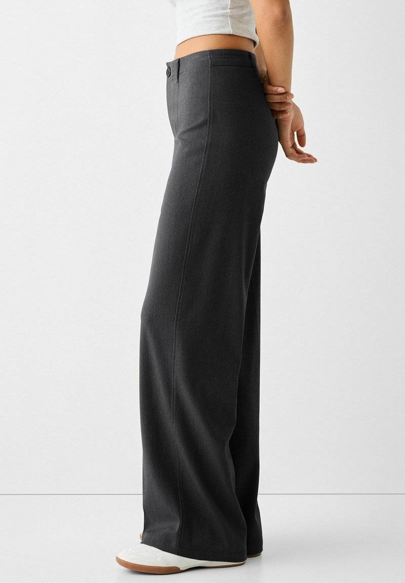 Bershka Bershka WIDE TAILORED - Trousers - mottled dark grey Günstiger Verkauf