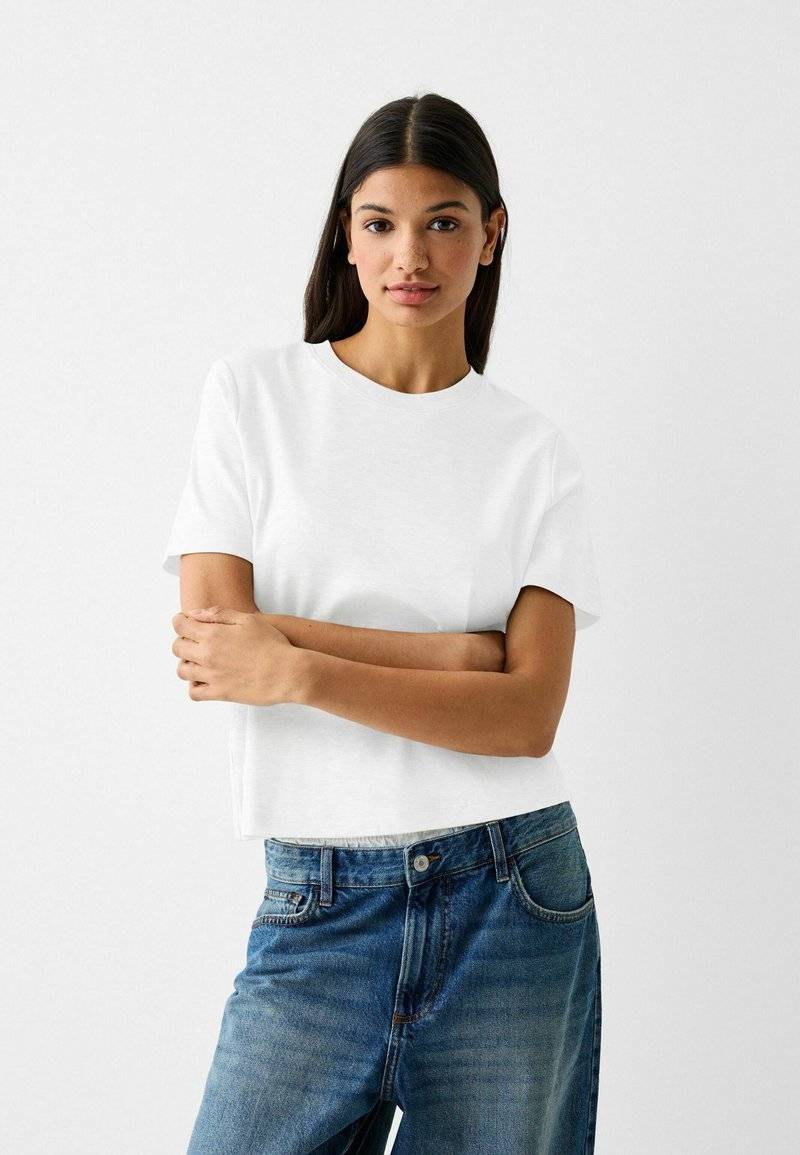 Bershka Bershka SHORT SLEEVE - Basic T-shirt - white