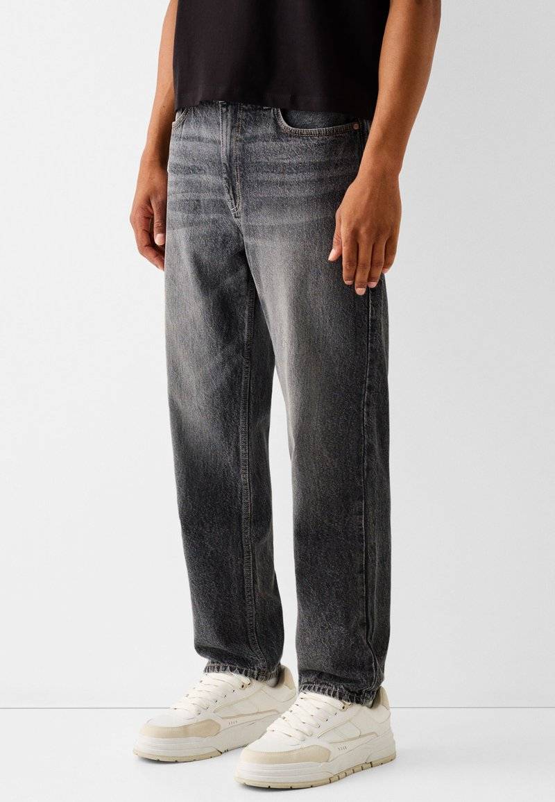 Bershka Bershka Straight leg jeans - mottled dark grey