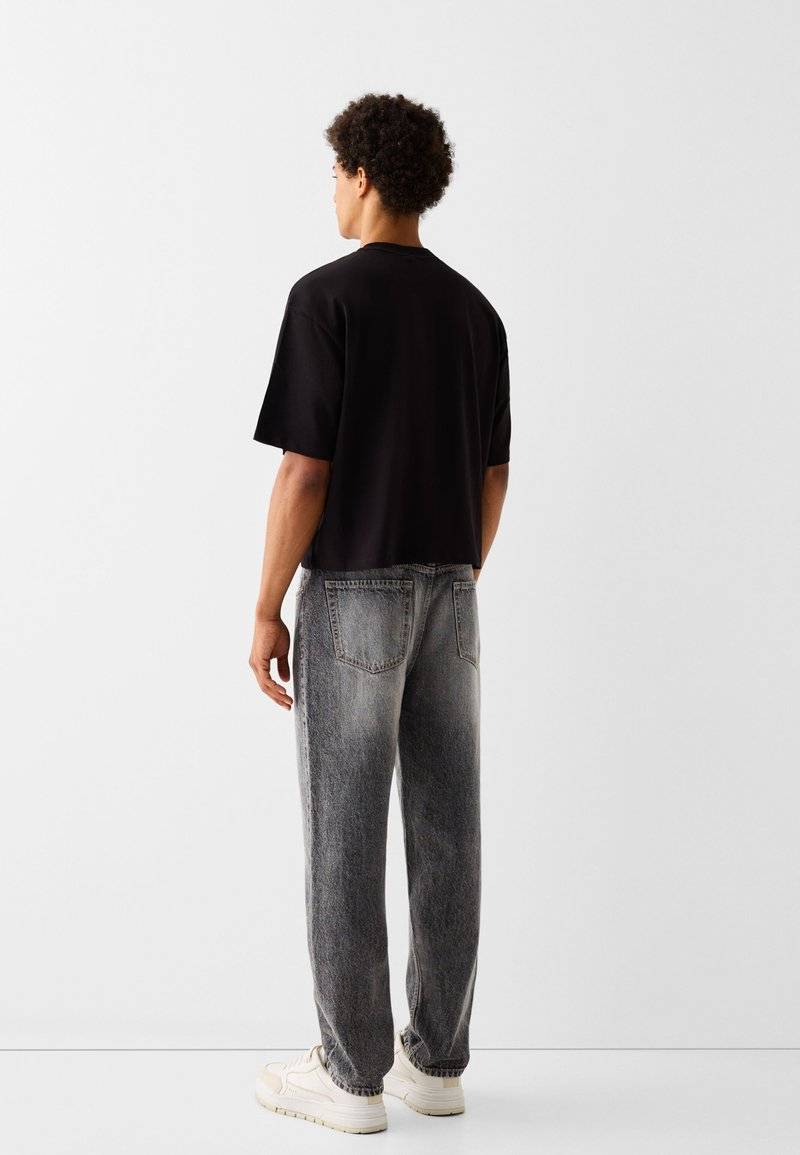 Bershka Bershka Straight leg jeans - mottled dark grey Fabrikverkauf