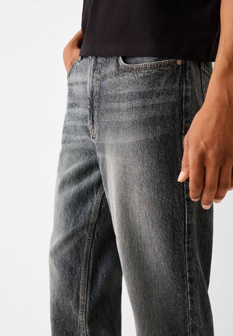 Bershka Bershka Straight leg jeans - mottled dark grey Fabrikverkauf