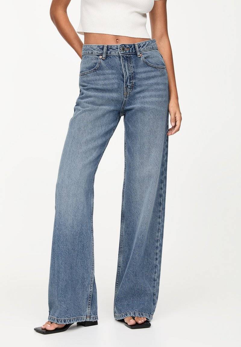 PULL&BEAR PULL&BEAR MID-RISE WIDE - Flared Jeans - blue