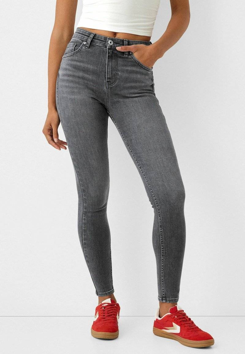 Bershka Bershka SUPER - Jeans Skinny Fit - mottled dark grey