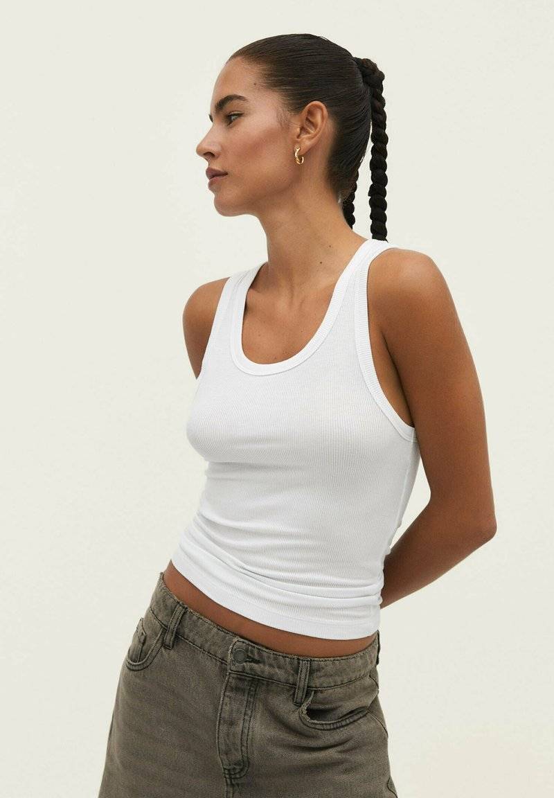 Stradivarius Stradivarius RACERBACK - Top - white denim