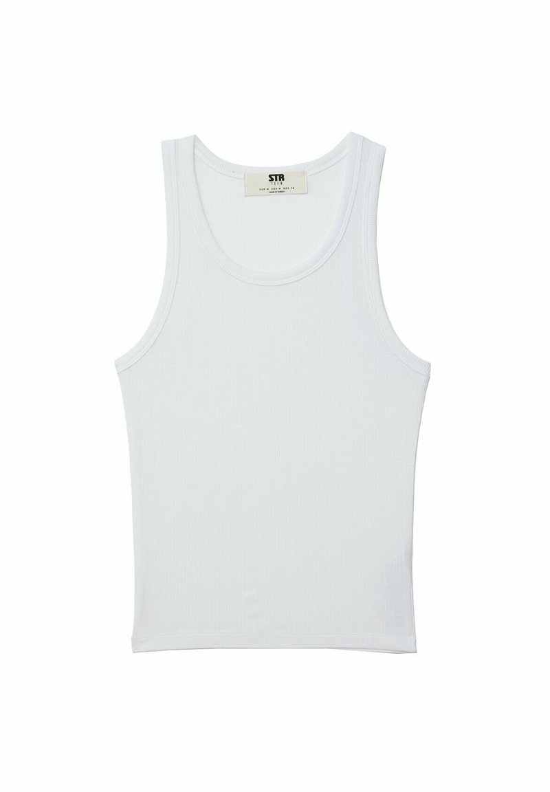 Stradivarius Stradivarius RACERBACK - Top - white denim Meist gekauft