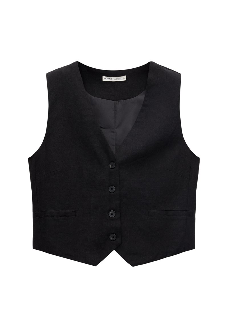 PULL&BEAR PULL&BEAR BASIC RUSTIC - Waistcoat - black Letzter Tag