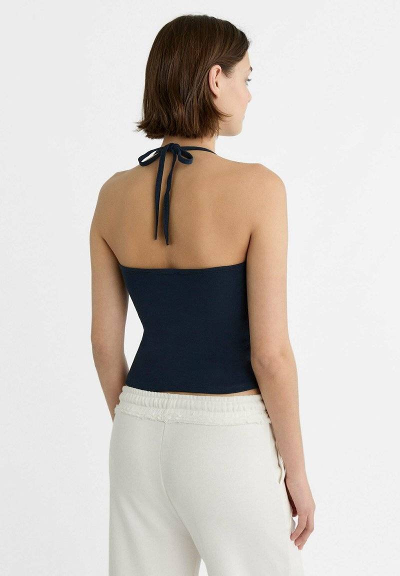 Stradivarius Stradivarius TIED HALTER - Top - dark blue Bis zu 60% Rabatt