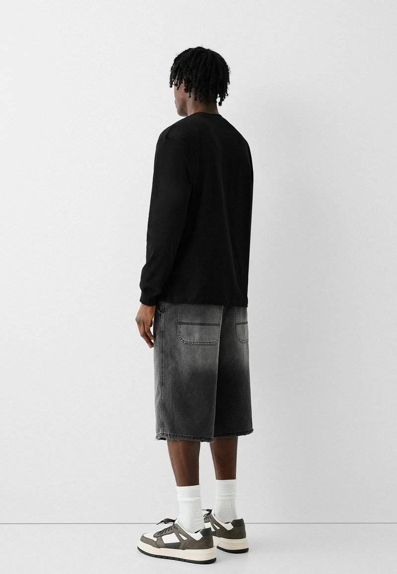 Bershka Bershka SKATER - Denim shorts - black Discount Store für neue Produkte