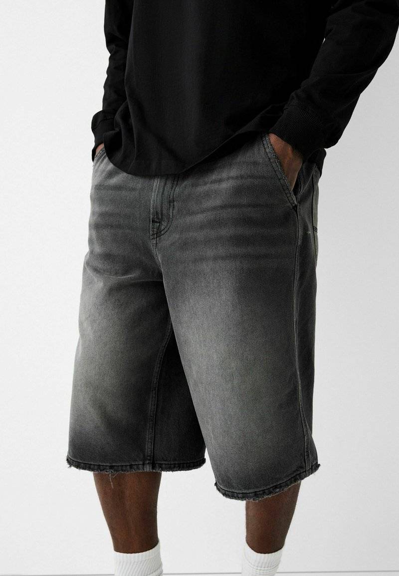 Bershka Bershka SKATER - Denim shorts - black Discount Store für neue Produkte