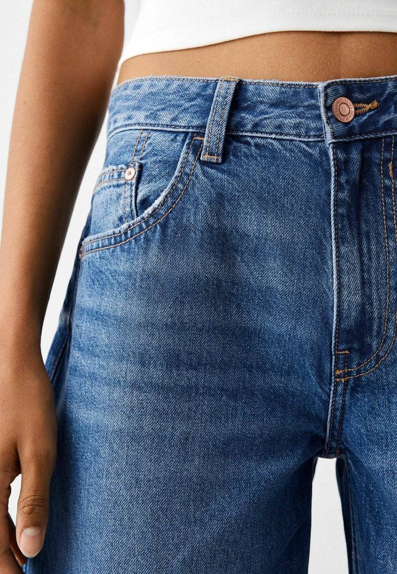 Bershka Bershka WIDE-LEG - Relaxed fit jeans - dark blue Super Rabatt