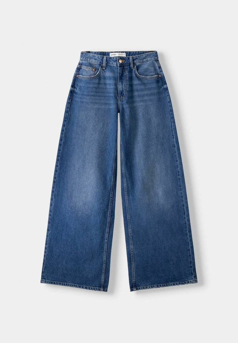 Bershka Bershka WIDE-LEG - Relaxed fit jeans - dark blue Super Rabatt