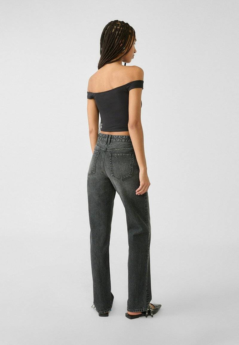 Stradivarius Stradivarius Straight leg jeans - dark grey Heißer Verkauf