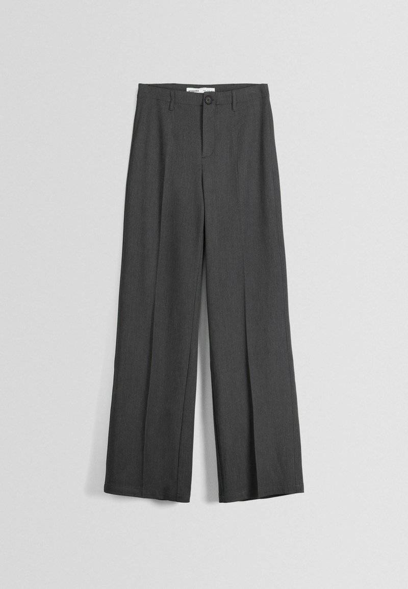 Bershka Bershka WIDE-LEG TAILORED - Trousers - mottled dark grey Neueste Mode