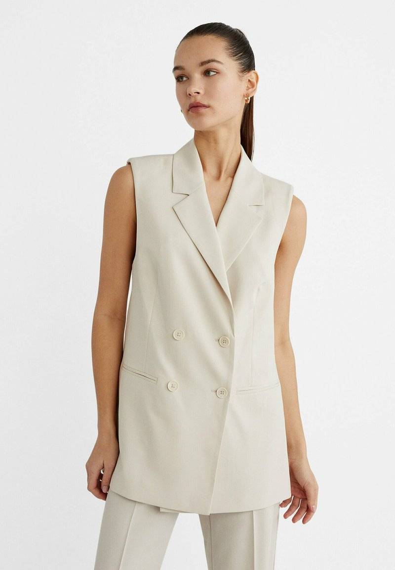Stradivarius Stradivarius Waistcoat - white Zeitlich begrenztes Angebot