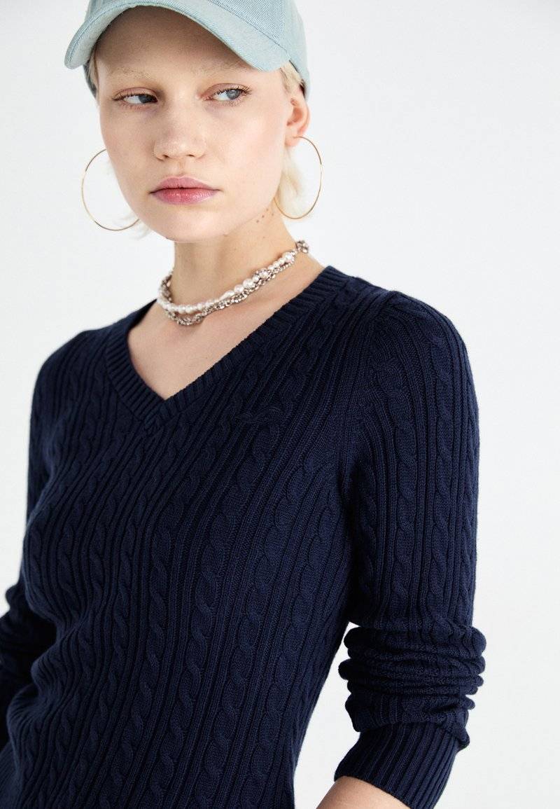 Hollister Co. Hollister Co. ICON CABLE V NECK - Jumper - navy blazer Tiefpreis