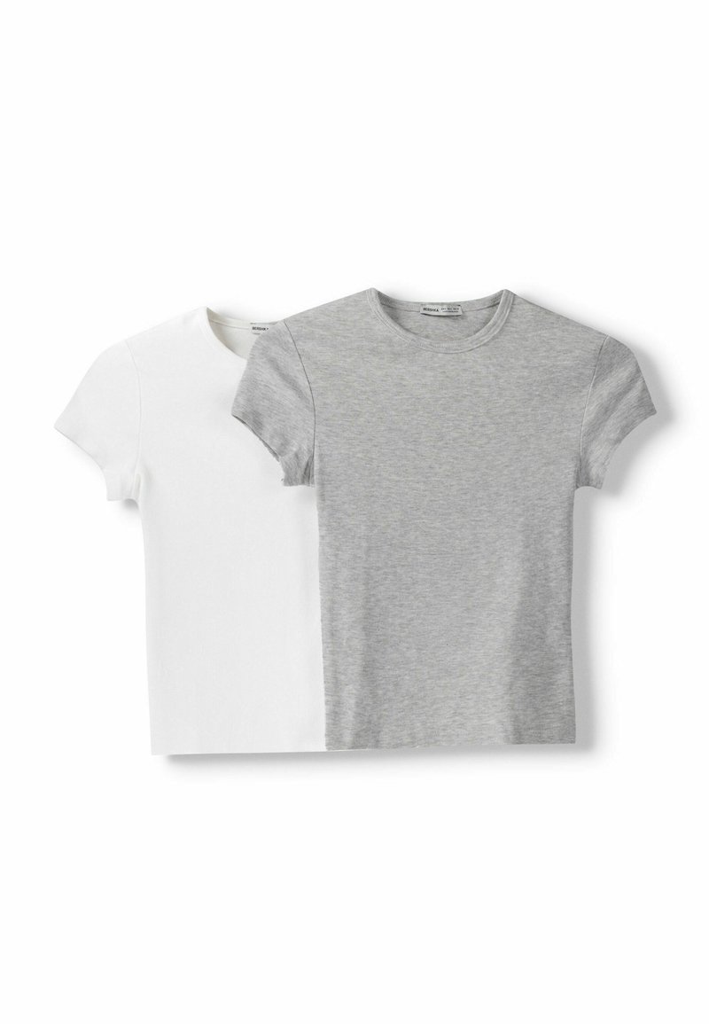 Bershka Bershka SHORT SLEEVE ROUND NECK 2 PACK - Basic T-shirt - white Super Sparpreis