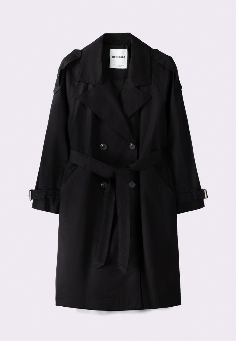 Bershka Bershka Trenchcoat - black Begrenzte Freigabe