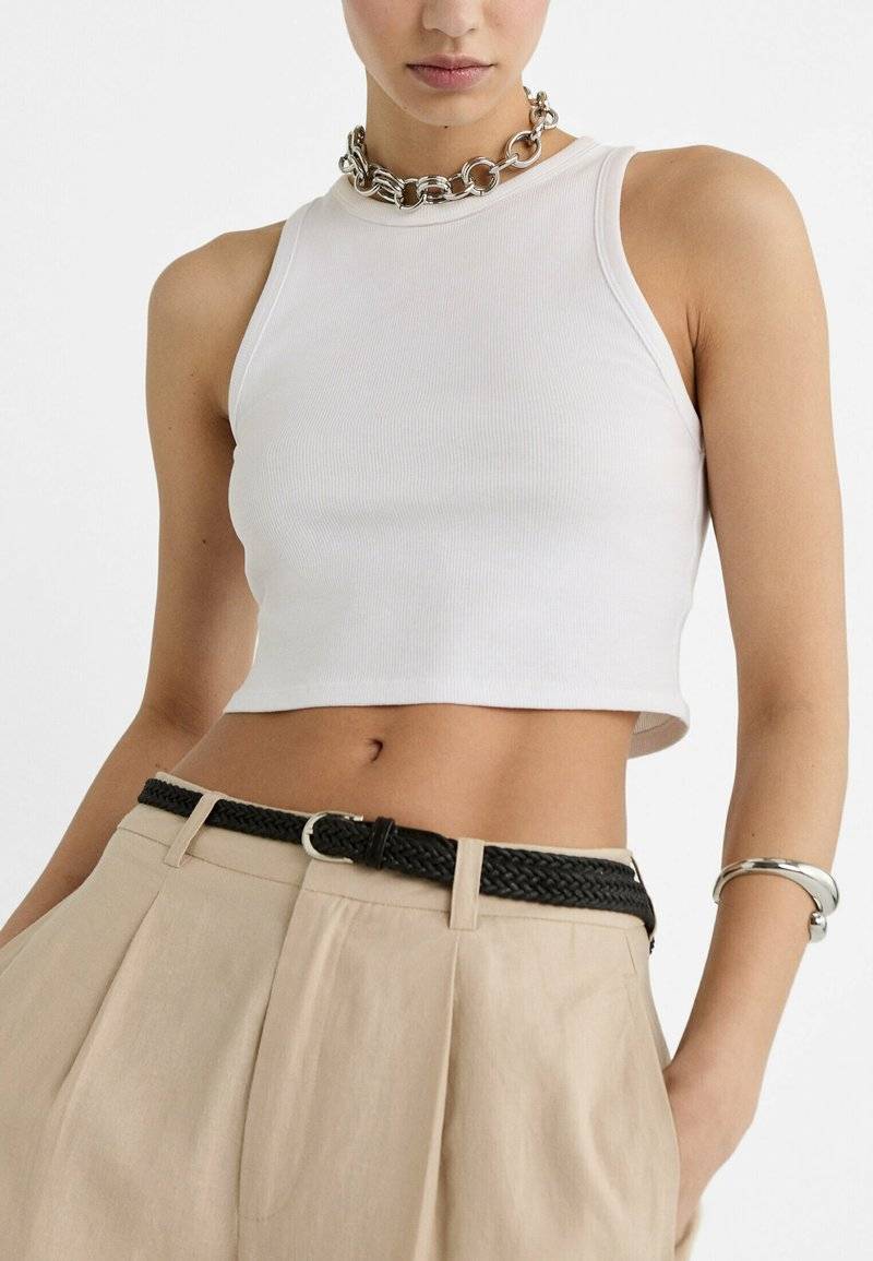 Stradivarius Stradivarius WITH BELT - Trousers - beige Neueste Stile