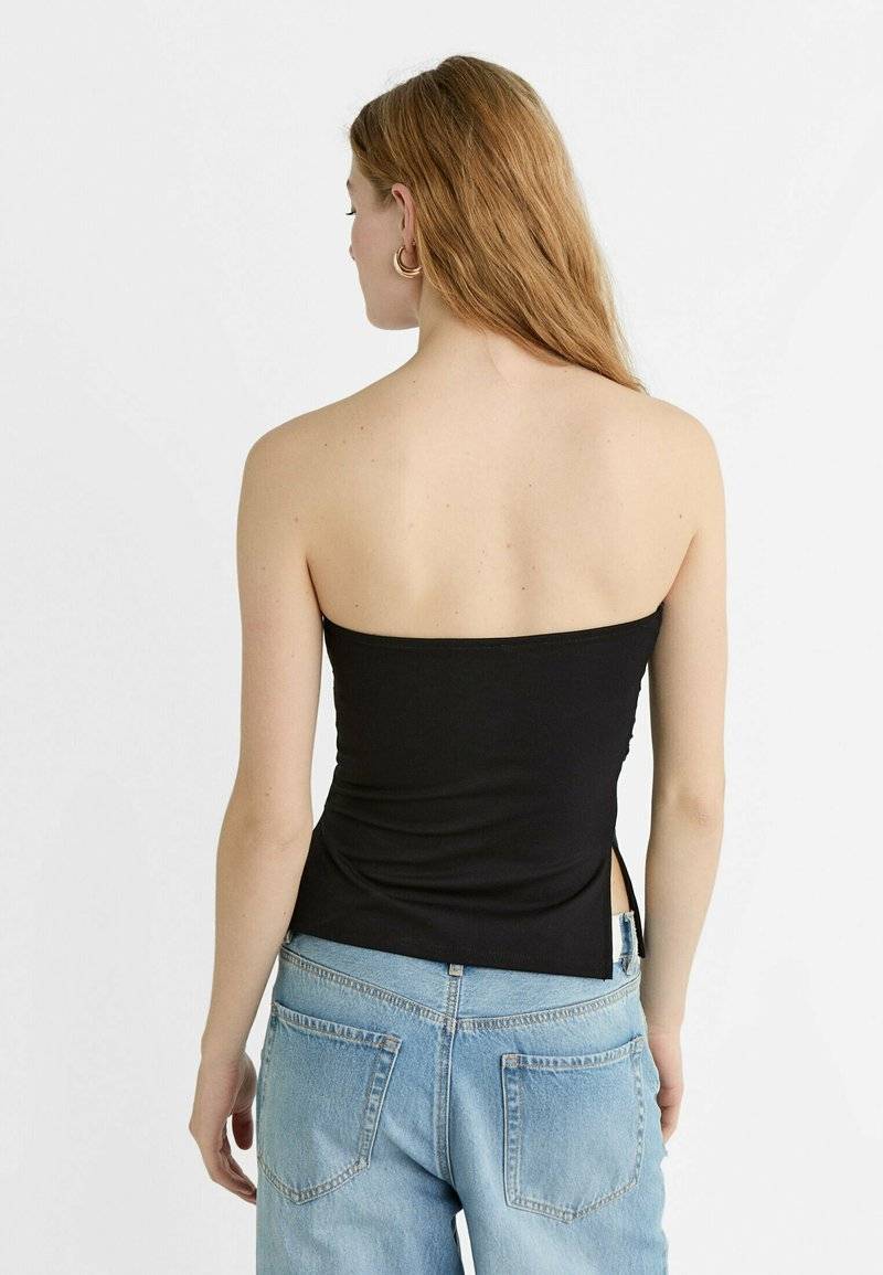 Stradivarius Stradivarius BANDEAU WITH SIDE VENTS - Top - black Letzte 2 Tage