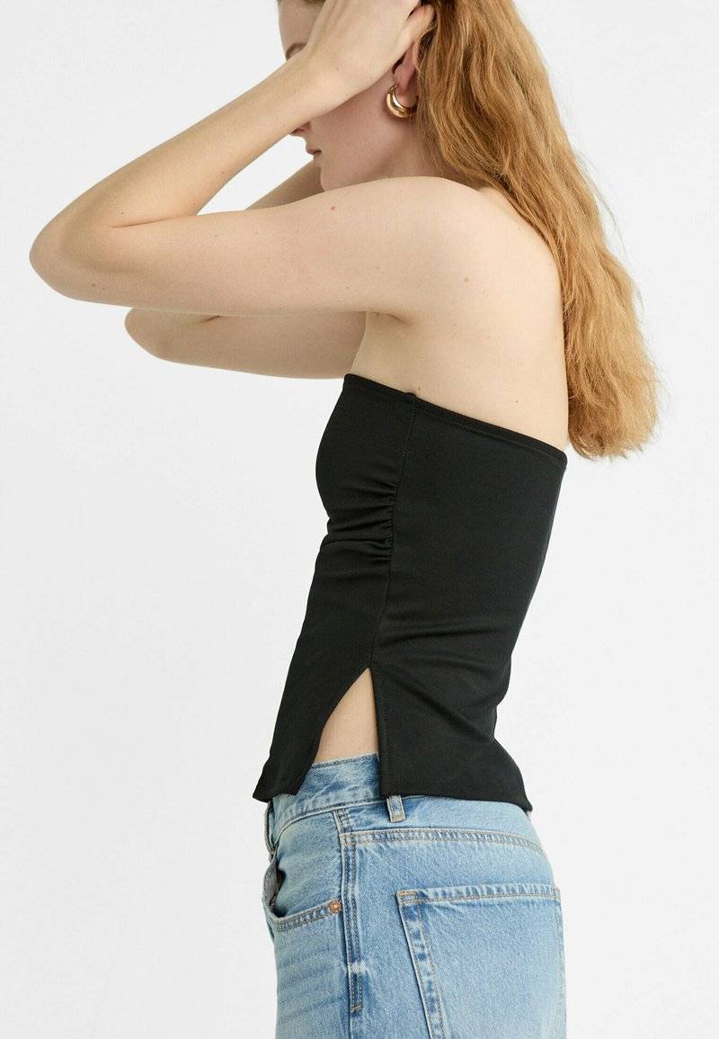 Stradivarius Stradivarius BANDEAU WITH SIDE VENTS - Top - black Letzte 2 Tage