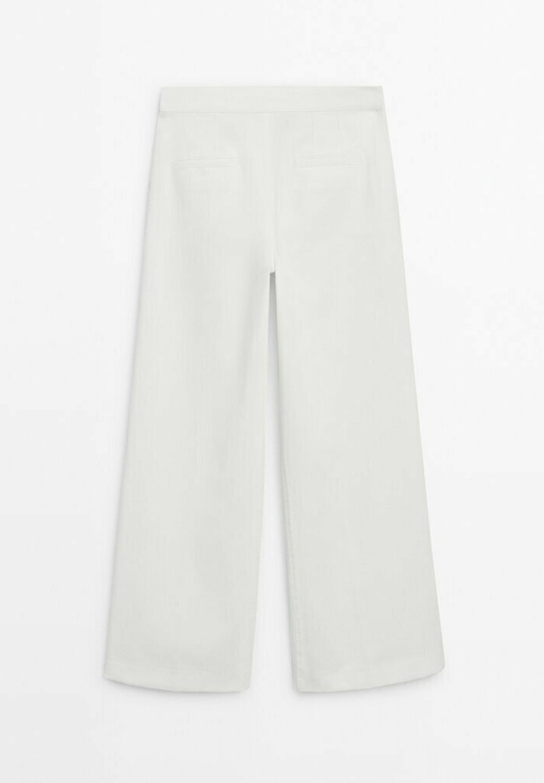 Massimo Dutti Massimo Dutti HIGH-WAIST FLARED - Trousers - white Bis zu 50% Rabatt