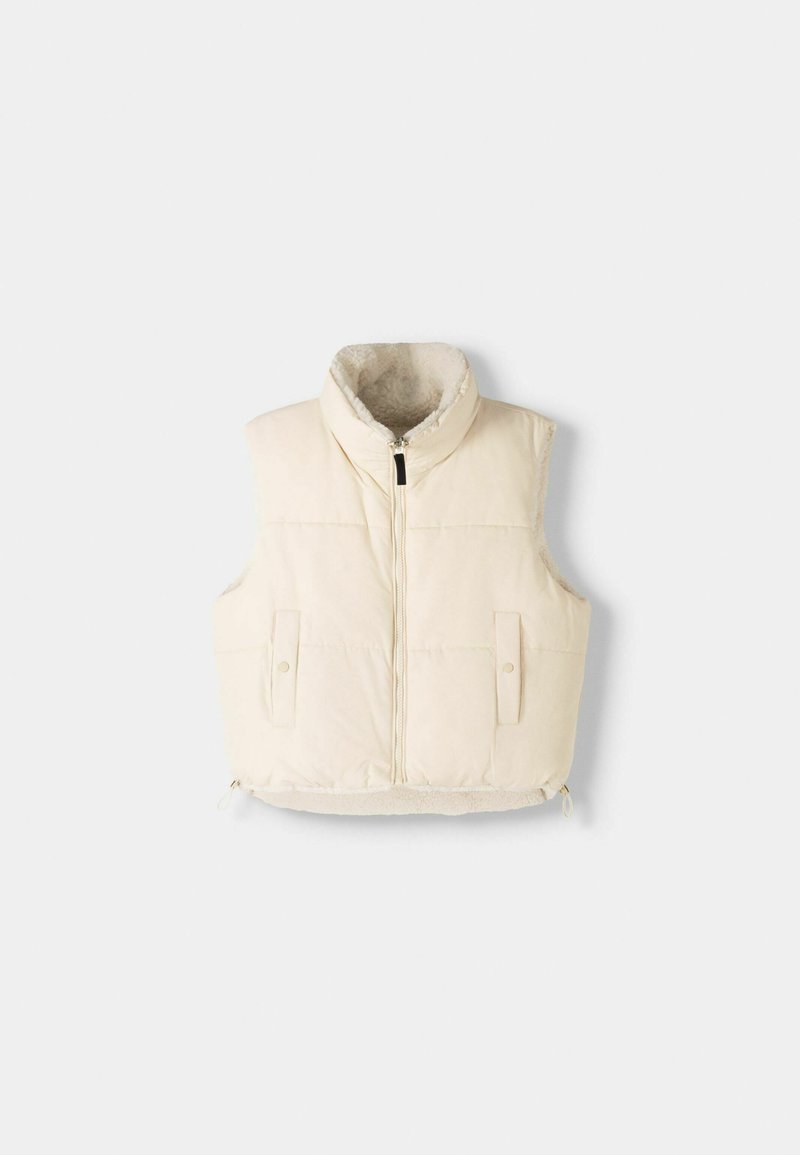 Bershka Bershka REVERSIBLE - Waistcoat - white Sonderangebot der Fabrik