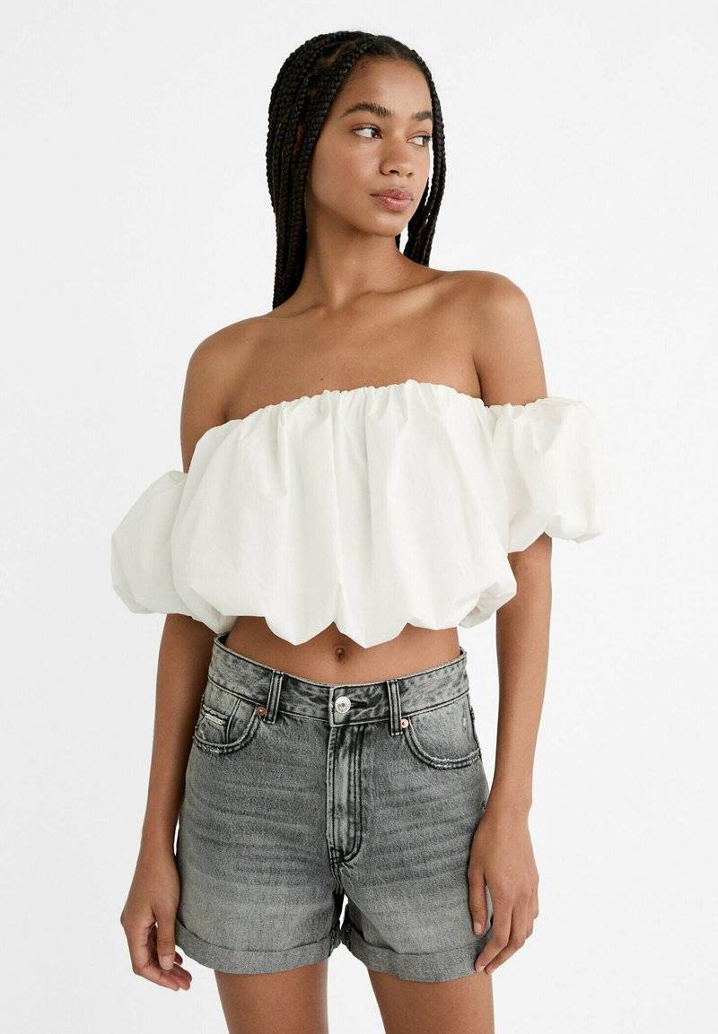 Stradivarius Stradivarius MOM - Denim shorts - grey denim Discount Store für neue Produkte