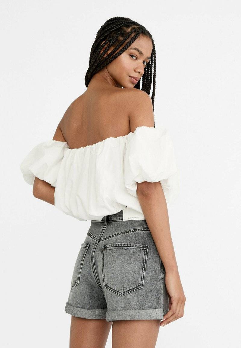 Stradivarius Stradivarius MOM - Denim shorts - grey denim Discount Store für neue Produkte
