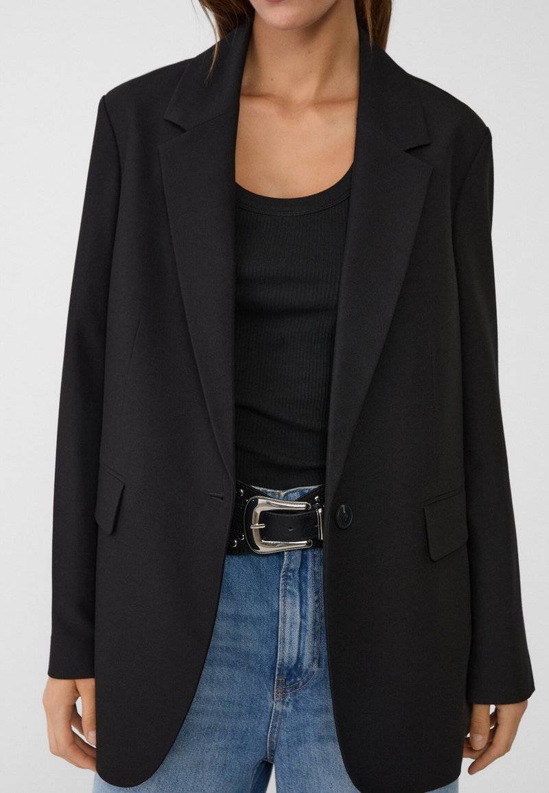 Stradivarius Stradivarius REGULAR FIT - Short coat - black Begrenzt auf 3 Tage