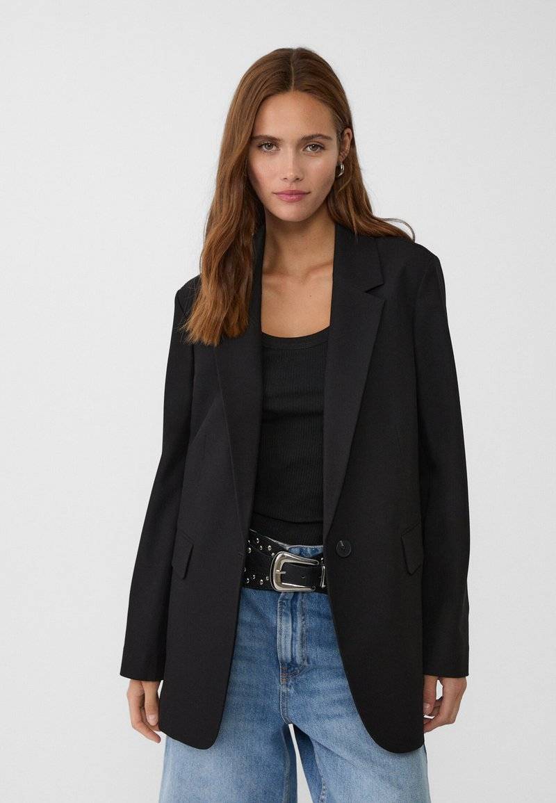 Stradivarius Stradivarius REGULAR FIT - Short coat - black Begrenzt auf 3 Tage