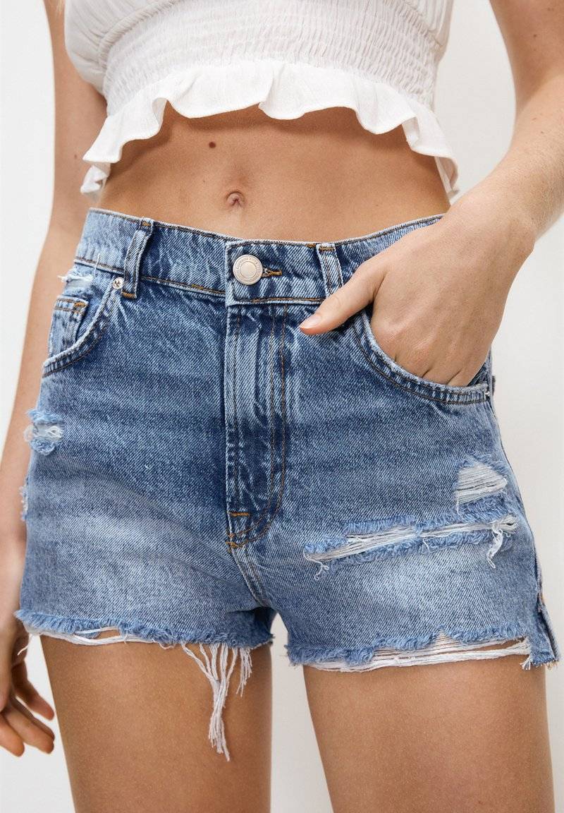 PULL&BEAR PULL&BEAR Denim shorts - blue denim Neueste Stile