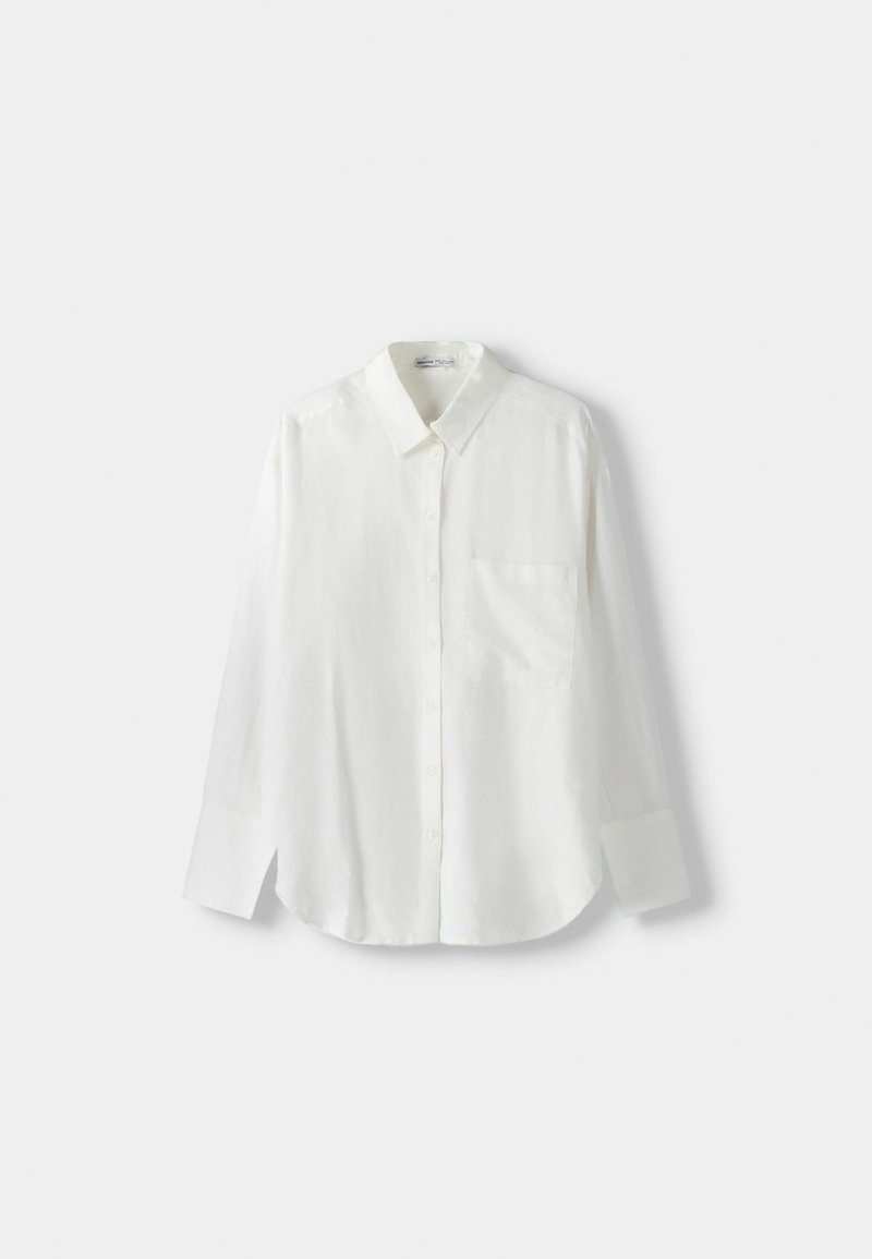 Bershka Bershka OVERSIZE - Button-down blouse - white Vierteljährliche Förderung