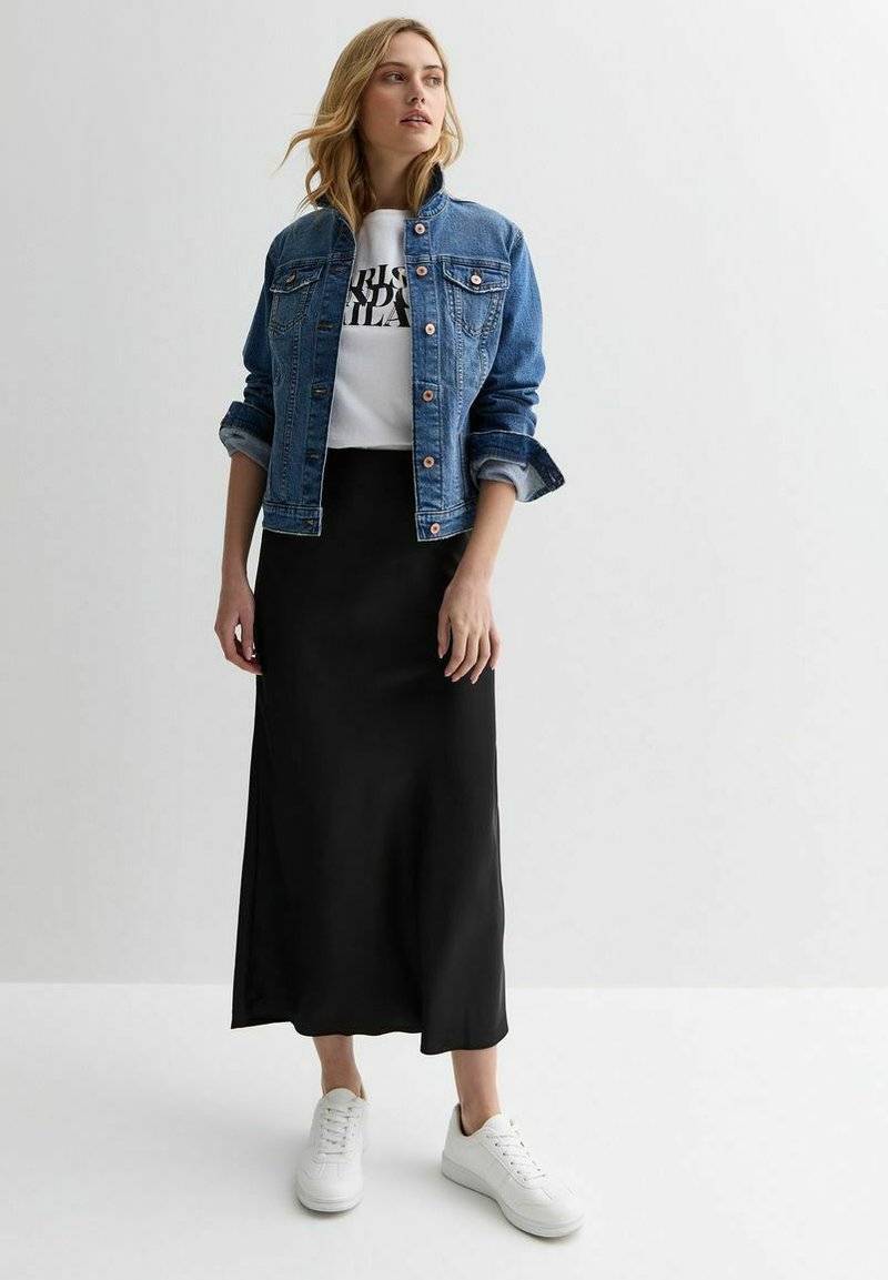 New Look New Look BIAS CUT MIDI - A-line skirt - black