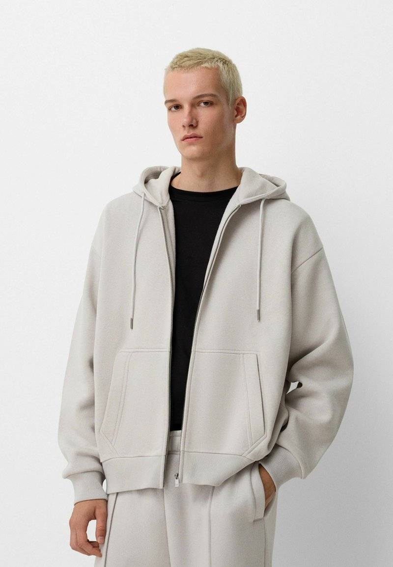 Bershka Bershka SET Zip-Up Sweatshirt + WIDE LEG - Tracksuit - white Günstiger Verkauf
