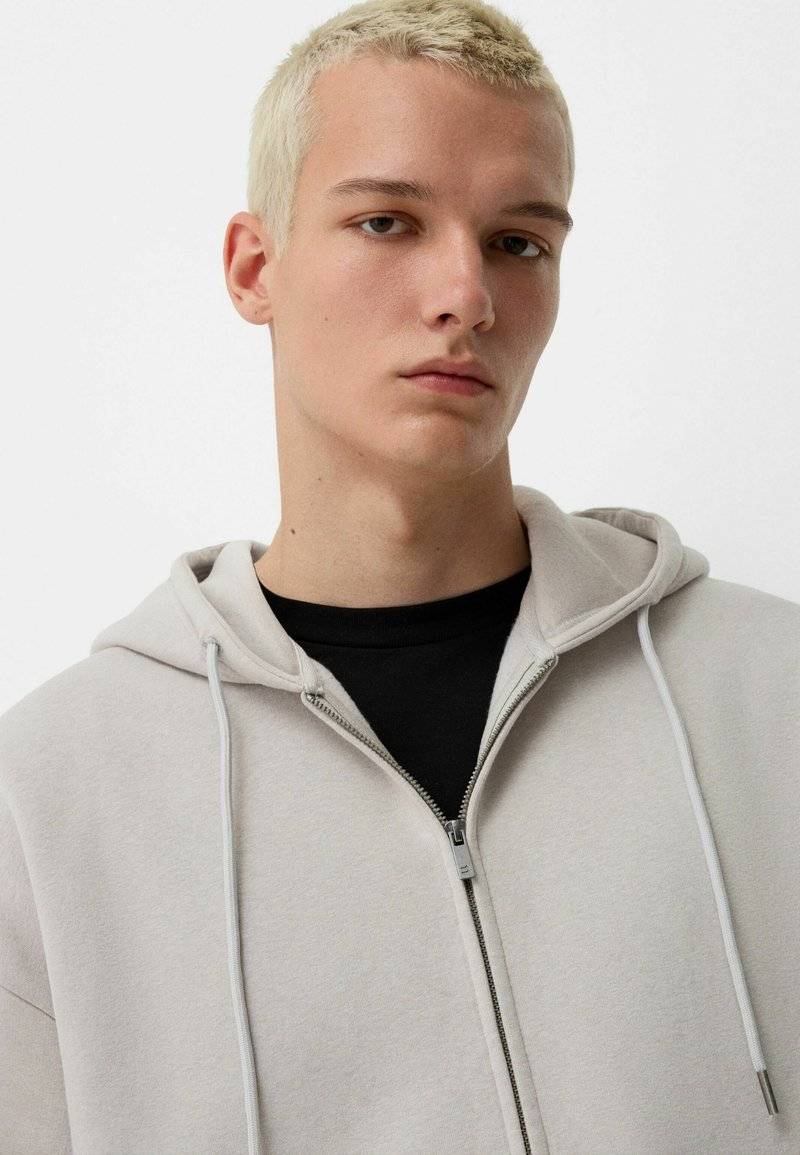 Bershka Bershka SET Zip-Up Sweatshirt + WIDE LEG - Tracksuit - white Günstiger Verkauf