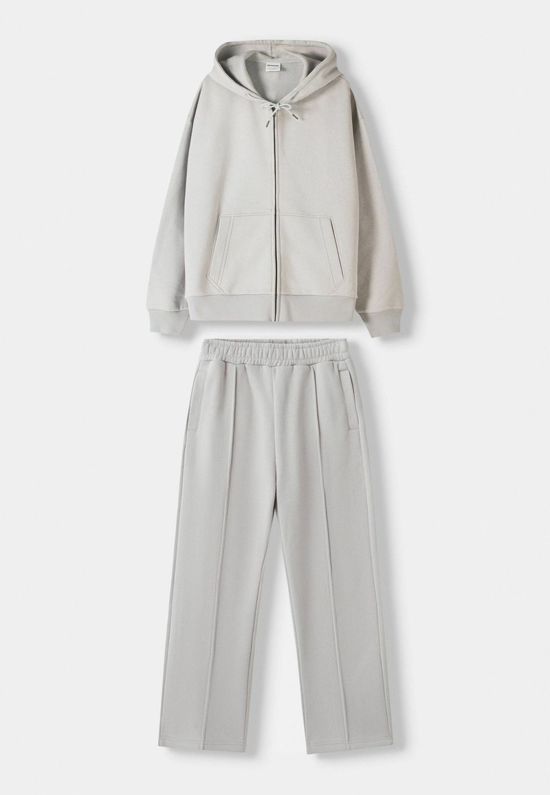 Bershka Bershka SET Zip-Up Sweatshirt + WIDE LEG - Tracksuit - white Günstiger Verkauf
