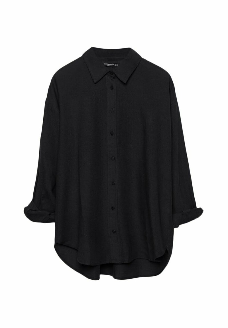 Stradivarius Stradivarius RUSTIKALES DAILY - Button-down blouse - black Blitzverkäufe