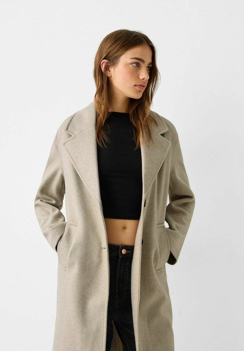 Bershka Bershka SOFT - Classic coat - white Kostenloser Versand