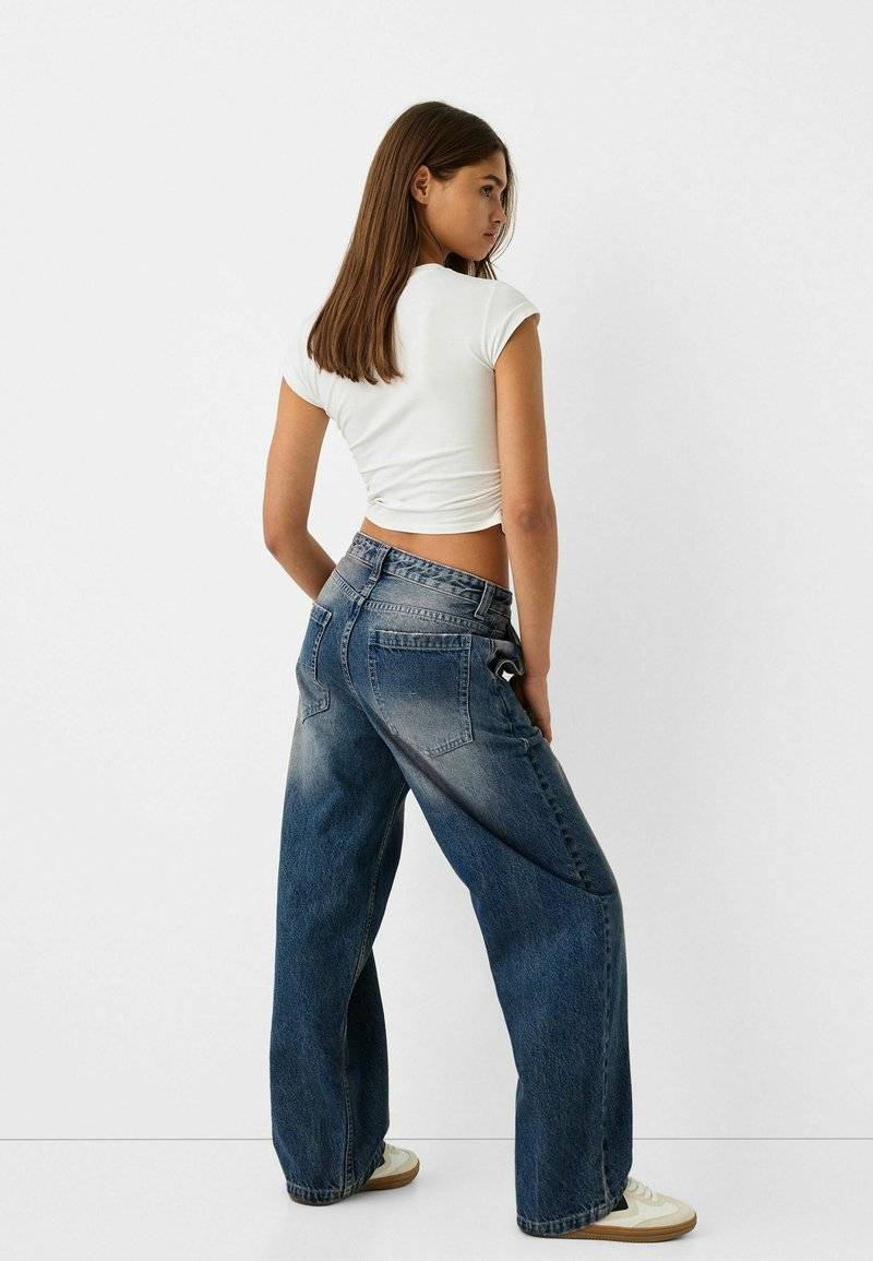 Bershka Bershka Relaxed fit jeans - dark blue Cyber Monday