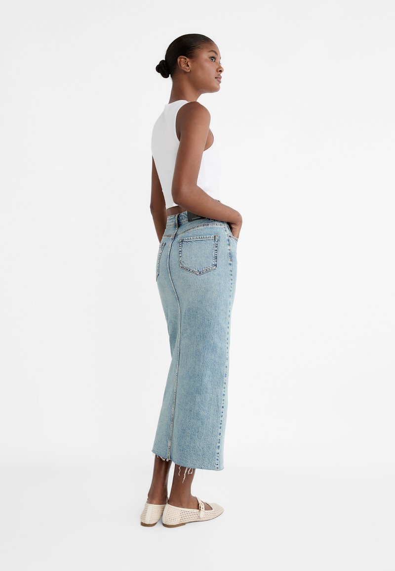 Stradivarius Stradivarius IM COMFORT-FIT - Maxi skirt - stone blue denim Weihnachtsangebot