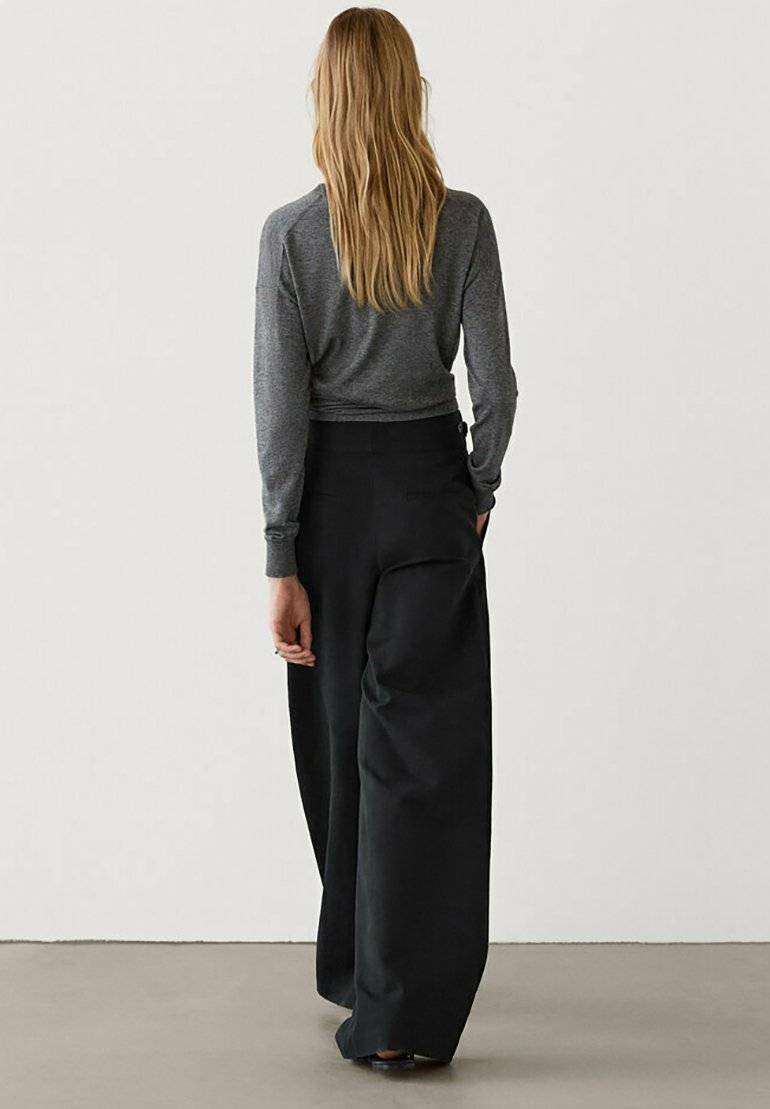 Massimo Dutti Massimo Dutti WIDE-LEG - Trousers - black Vatertagsangebot