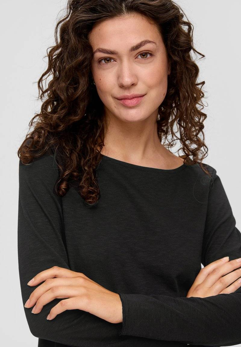 s.Oliver s.Oliver MIT U-BOOT-AUSSCHNITT - Long sleeved top - schwarz Fabrikverkauf