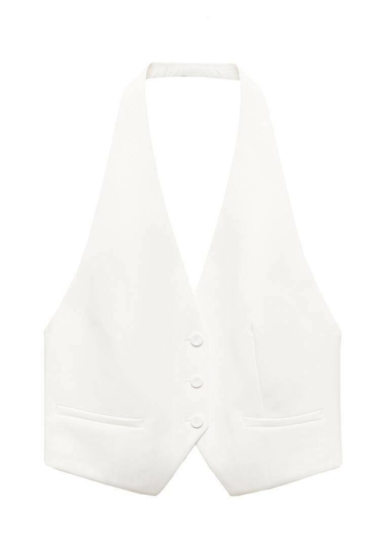 Mango Mango IGUANA - Waistcoat - white Blitzverkäufe