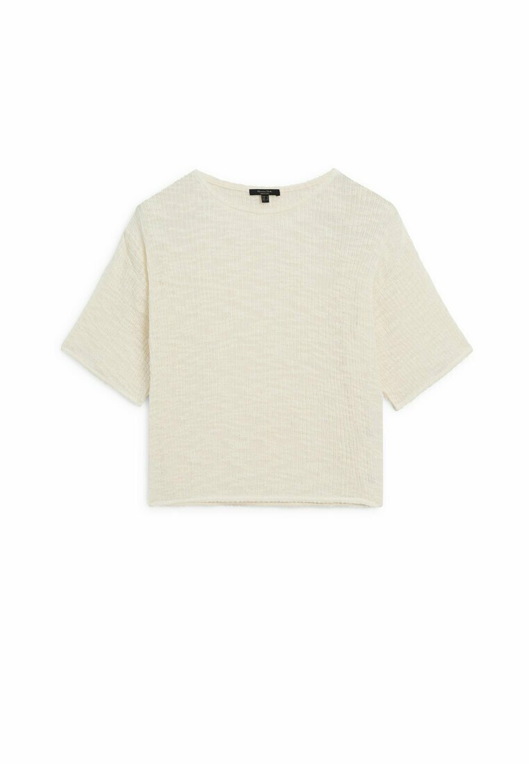 Massimo Dutti Massimo Dutti TEXTURED - Basic T-shirt - beige Fabrikpreis