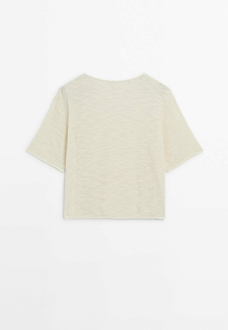 Massimo Dutti Massimo Dutti TEXTURED - Basic T-shirt - beige Fabrikpreis