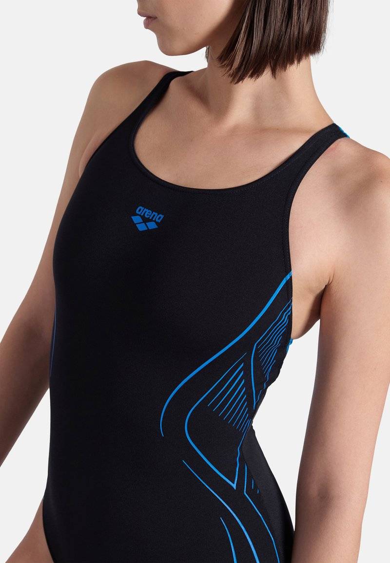 Arena Arena REFLECTING - Swimsuit - black blue river Zeitlich begrenztes Angebot